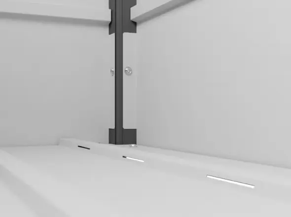 Beépített padlószellőző a párásodás megakadályozására